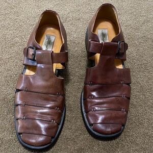 Mezlan Men's Classic Fisherman Brown Leather Buckle Sandals 12